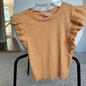 Zara Peach Ruffle Sleeve Top